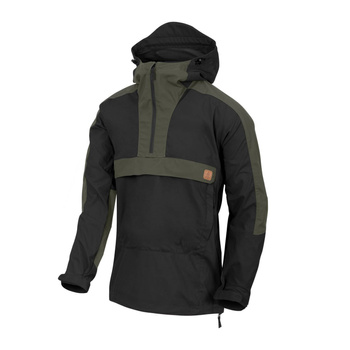 KURTKA HELIKON ANORAK WOODSMAN - CZARNY / TAIGA GREEN