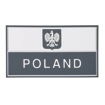 EMBLEMAT NASZYWKA FLAGA PL Z GODŁEM (90 X 50 MM) - SZARA