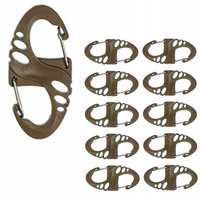 KARABINEK POMOCNICZY MIL-TEC S-HOOK (10 SZT.) - COYOTE
