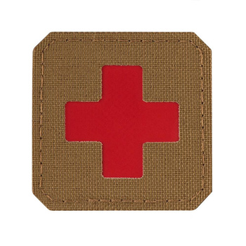 EMBLEMAT M-TAC MEDIC CROSS - COYOTE / CZERWONY